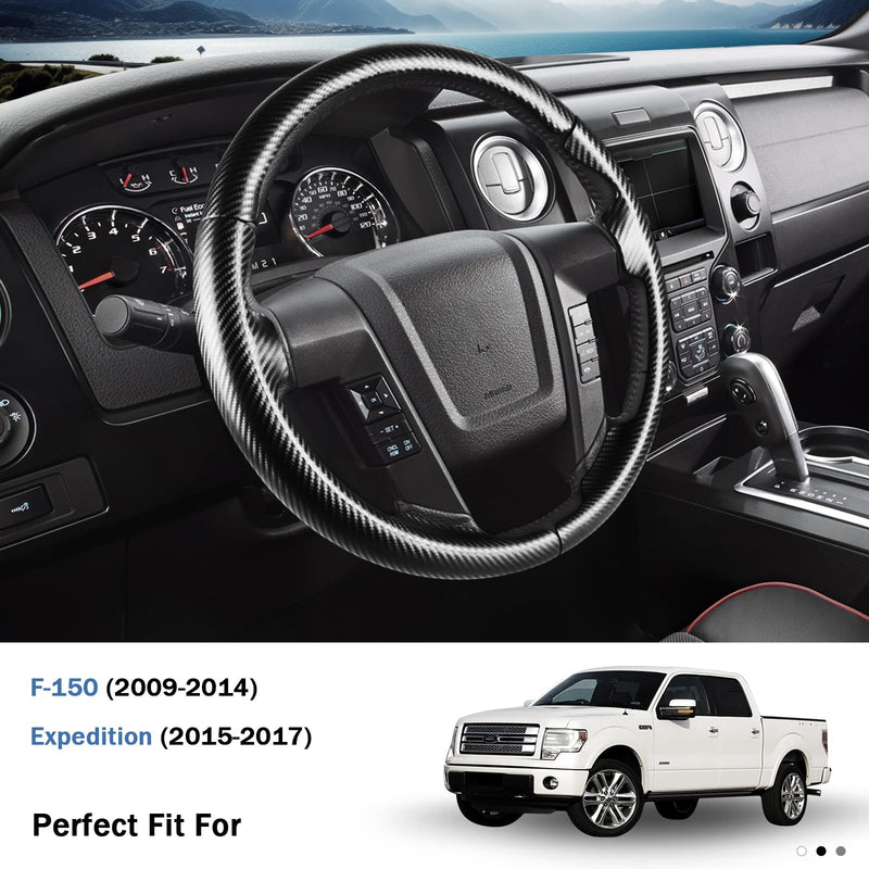 Steering Wheel Cover for Ford F150 2009-2014/ Ford Expedition 2015-2017, Car Steering Wheel Cover Protector Accessories for Ford (Matte Black) Matte Black For F150 2009-2014
