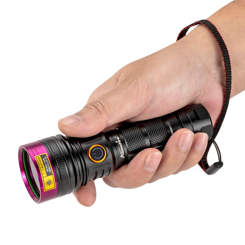 ALONEFIRE SV18 12W 365nm UV Flashlight Powerful USB C Rechargeable Woods Lamp Black Light for Pet Urine Detection, Resin Curing, Minerals, Fishing,Scorpion, Bed Bug with UV Protective Glasses,Battery