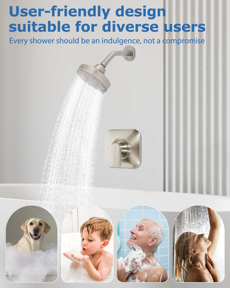 Compatible with Moen T2471BN Shower Trim Kit Brushed Nickel, Anti-Scald Pressure Balance Genta LX Valve Trim Kit, Spot-Resist & Easy-to-Clean Shower Handle, Fit 2510 Series Valve(Valve Not Included)