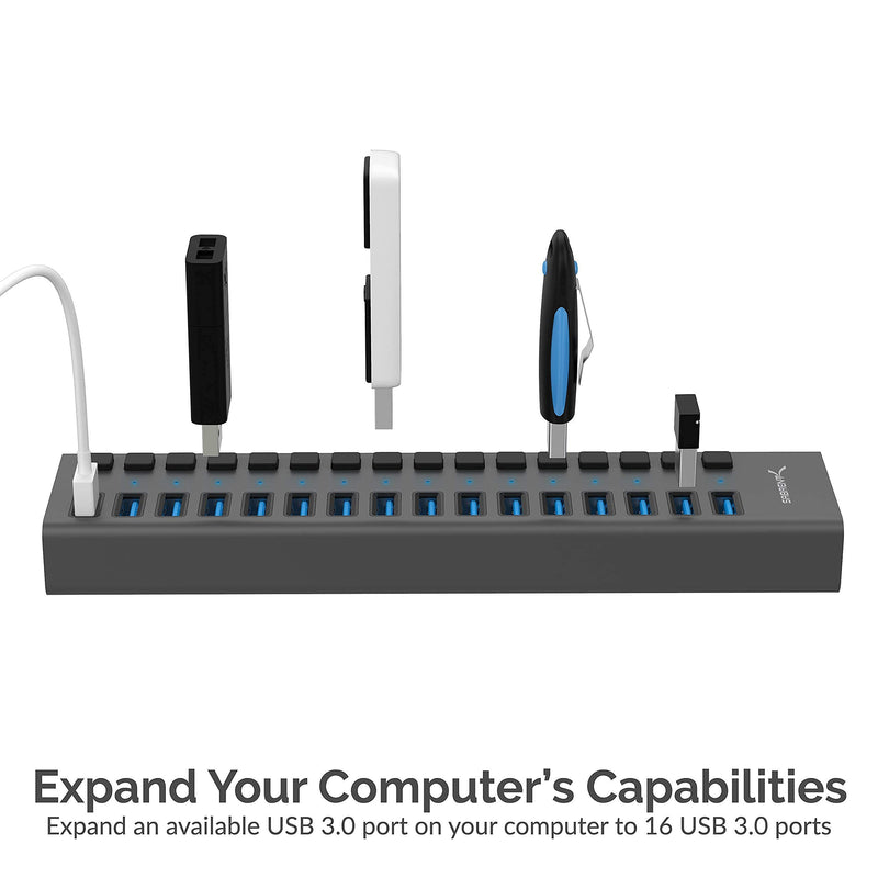 Sabrent 16-Port USB 3.0 Data HUB and Charger with Individual switches + USB External Stereo Sound Adapter
