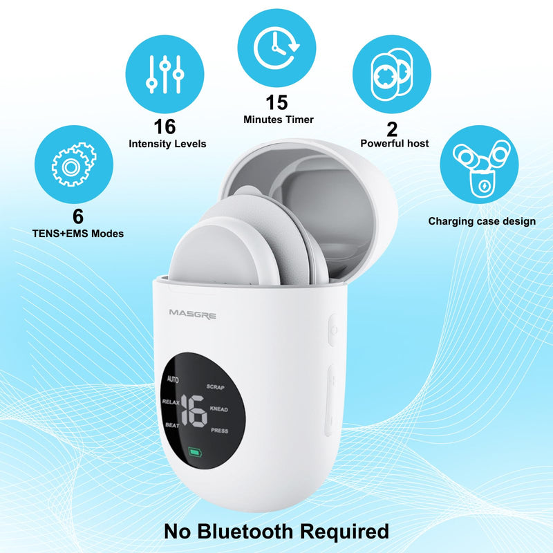 TENS Unit - Wireless Muscle Stimulator for Pain Relief, Dual Channel 16 Intensity Tens EMS Machine, LED-Display Rechargeable Cordless Portable Massager for Feet, Leg, Shoulder, Lower Back, Neck White