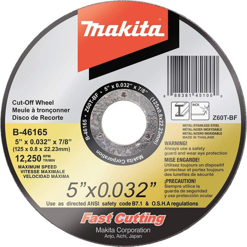 Makita B-46165-25 5" x .032" x 7/8" Ultra Thin Cut-Off Wheel (25 Pack), Stainless 5-Inch Pack of 25