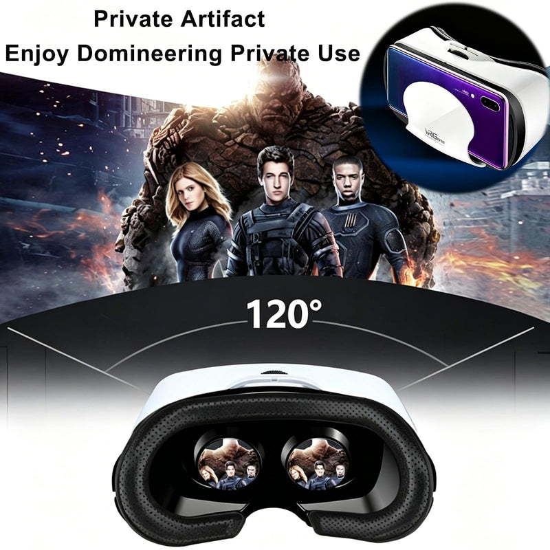 Virtual Reality Headset for Phone with Controller, 3D VR Glasses Adjustable VR Virtual Reality Goggles, Compatible 5.0-7.0 inch for iPhone & Android, for Movies
