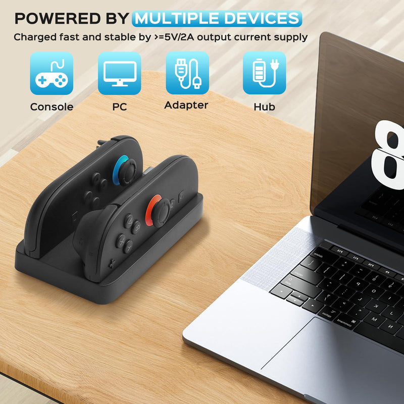 Mini Charger Dock for Switch 2 JoyCons Gaming Controllers - -JoyCons Remote Docking Charging Station Accessories (Black)