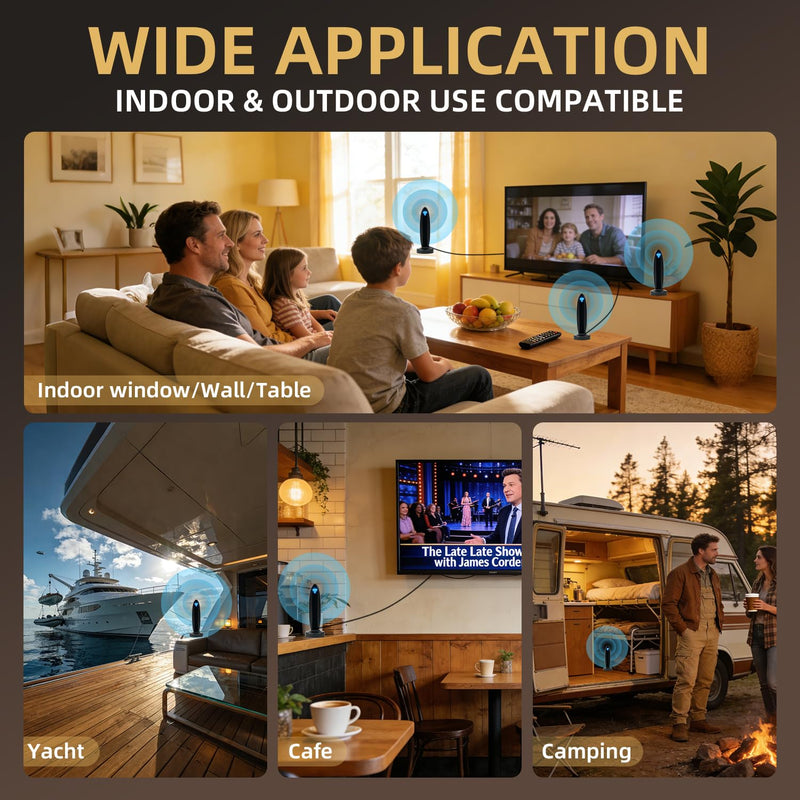 2026 TV Antenna for HD Smart TV Indoor, 1000+ Miles Range Digital Outdoor TV Antenna for Free Local Channels, Portable Antenna Support 8K 4K 1080p TVs-HDTV Antennas 20ft Coax Cable