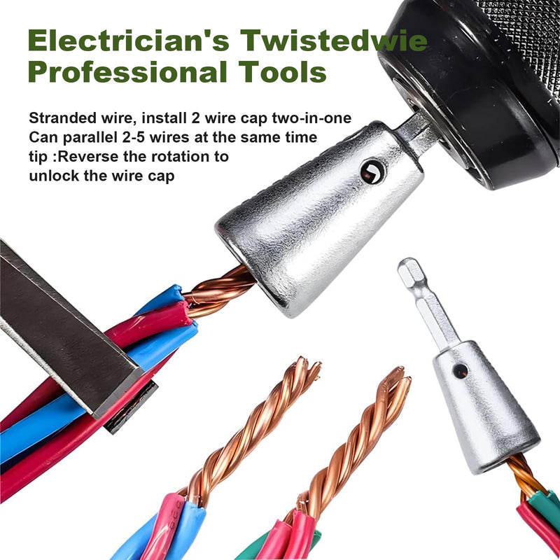 Wire Stripper Twister Tool for Drill, 2026 Upgraded Wire Stripping Tool & Wire Twisting Connector for Cutters 6-14 AWG, 8 In 1 Professional Electrician Wire Nut Twister Stripping and Twisting Tool 6-14AWG