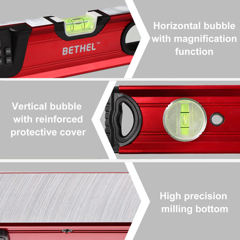 24 inch Digital Magnetic Level, Digital Smart Torpedo Level Tool ElectronicLevel Tool and Protractor - Master Precision - IP54 Dustproof and Waterproof with Carrying Bag LEVEL-D-19A