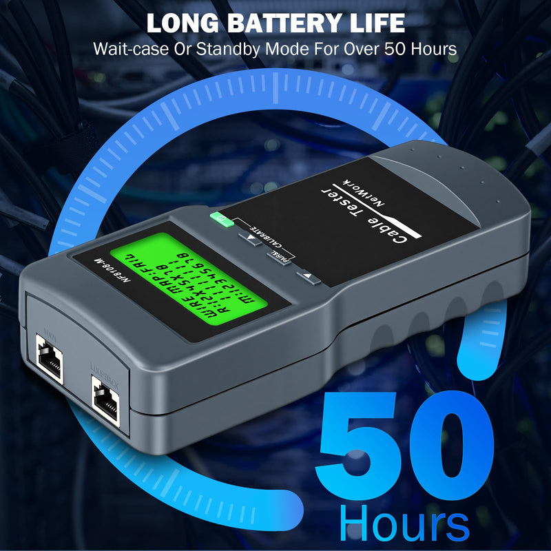 Network Cable Tester, Wire Fault Finder for Cat5, Cat6, 5e, 6e, Locate The Breakage Point, Length Measurement, Continuity Checking with 8 Remote Units
