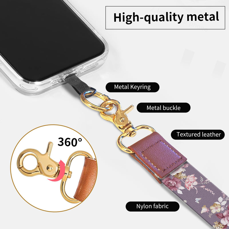 Phone Lanyard Crossbody Wrist Strap, Cute Cell Phone Lanyards for around the Neck Wristlet Wrist Strap Beautiful Flowers