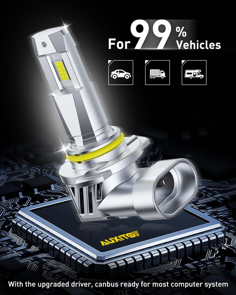 AUXITO 9005 9006 Bulb Combo, 80000LM 6500K White, Mini Size with Cooling Fan, Plug and Play, Pack of 4 9005+9006