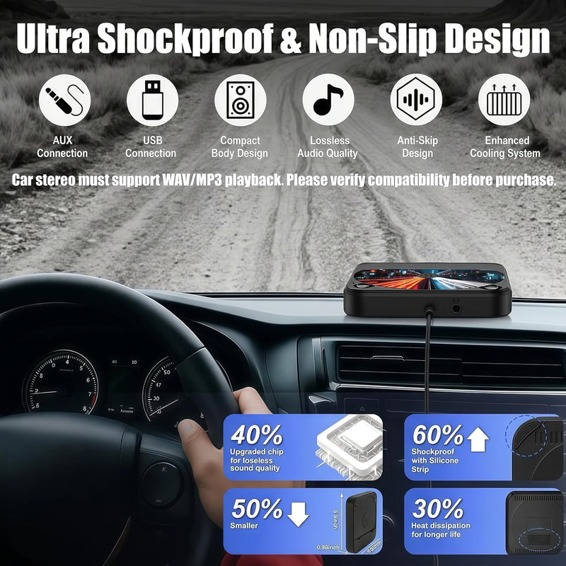 CD Player for Car, External Portable Car CD Players with USB/AUX Port, Universal USB CD Player for Vehicle, Laptop, TV, Computer, for Android 4.4 and Above Navigation Black