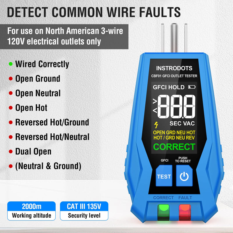 Circuit Breaker Finder, Digital Breaker Finder with GFCI Outlet Tester, AC 90-135V Electrical Circuit Tracer with Buzzer Alarm & Color LCD Display, Includes Batteries & Carrying Case Circuit Breaker Finder