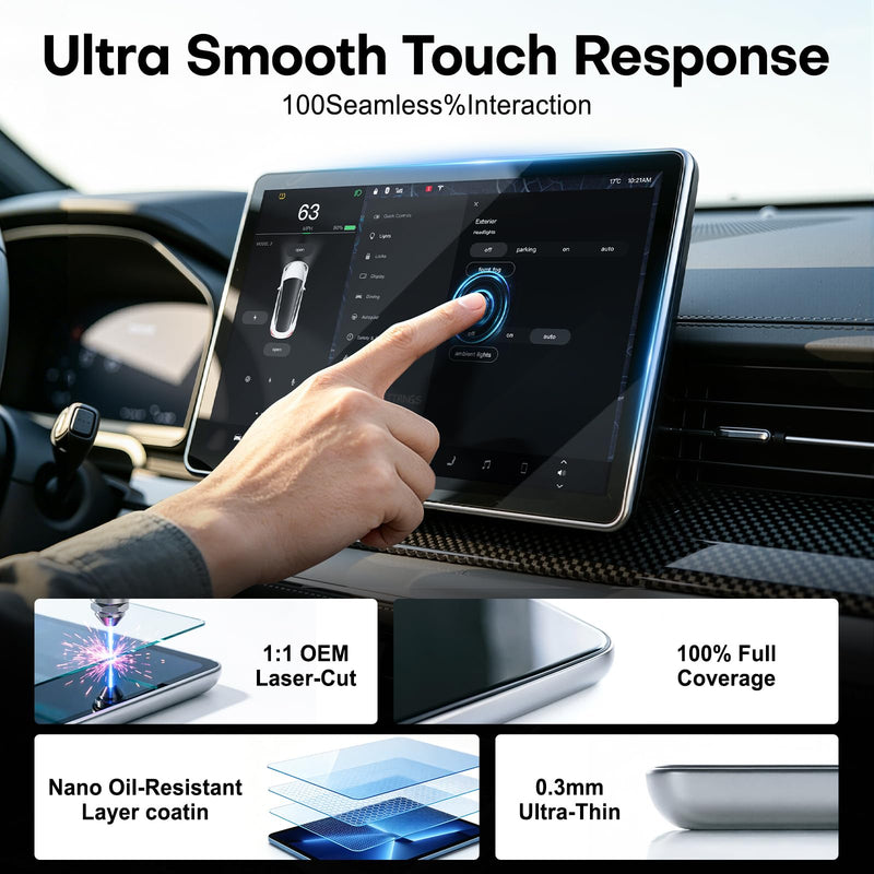 BJSIA Screen Protector compatible with 2026 Tesla Model Y Juniper(Premium & Performance) Screen Protector [No Glare & Anti-Fingerprint] – 16” Tempered Glass for Premium & Performance Model, Bubble-Free, with Alignment Kit – Model Y 2026 Car Accessories