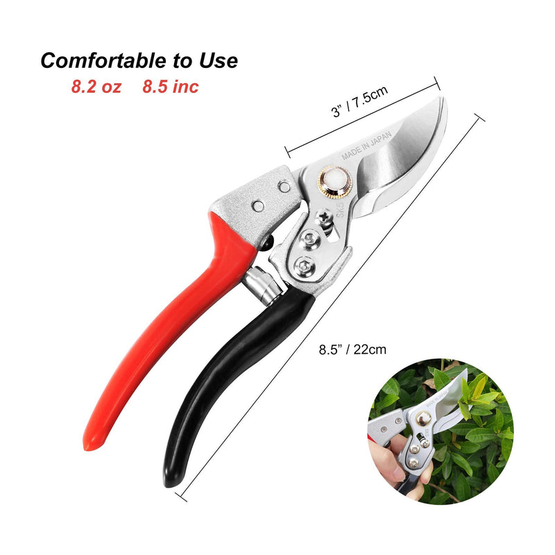 TONMA Pruning Shears [Made in Japan] Professional 8 Inch Premium Plant Garden Scissors Secateurs with Ergonomic Handle, Gardening Gifts Bypass Hand Pruners Branch Gardening Clippers for Plants ‎8 inches bypass pruners