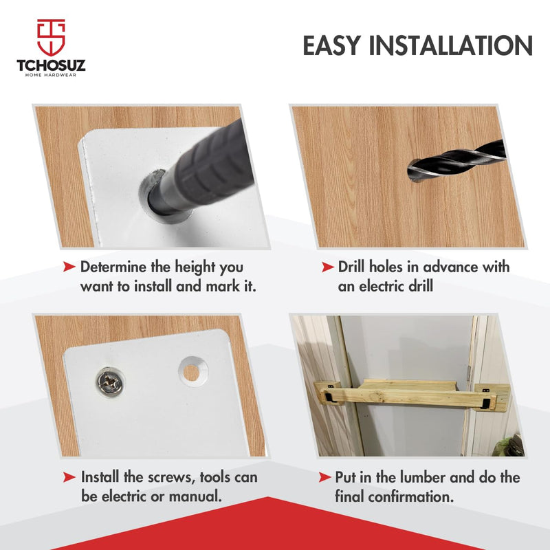  [AUSTRALIA] - 2x4 Door Barricade Brackets, Set of 2 Heavy Duty Carbon Steel Door Bar Brackets for Home Security, Door Lock Brackets for Warehouse Basement Barn Garage 2 PCS White