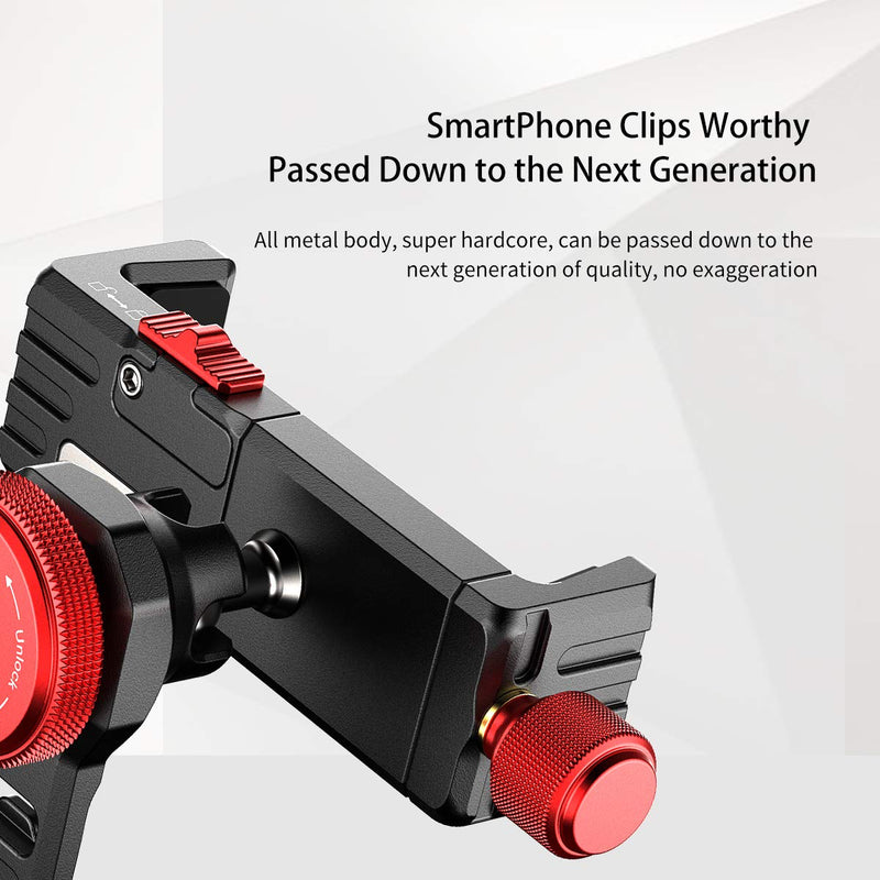  [AUSTRALIA] - ULANZI ST-14 Smartphone Tripod Mount Adapter Aluminum with Cold Shoe, 360° Cell Phone Stand Holder Clamp for iPhone 13 12 11 Max Pro iPhone X XR Xs 6 7 Plus