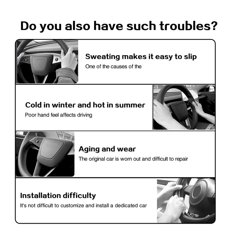 for Tesla Model 3 Highland and Model Y Juniper Steering Wheel Cover Trim Interior Decoration Protection Accessories (M3/My-White 3pcs) E