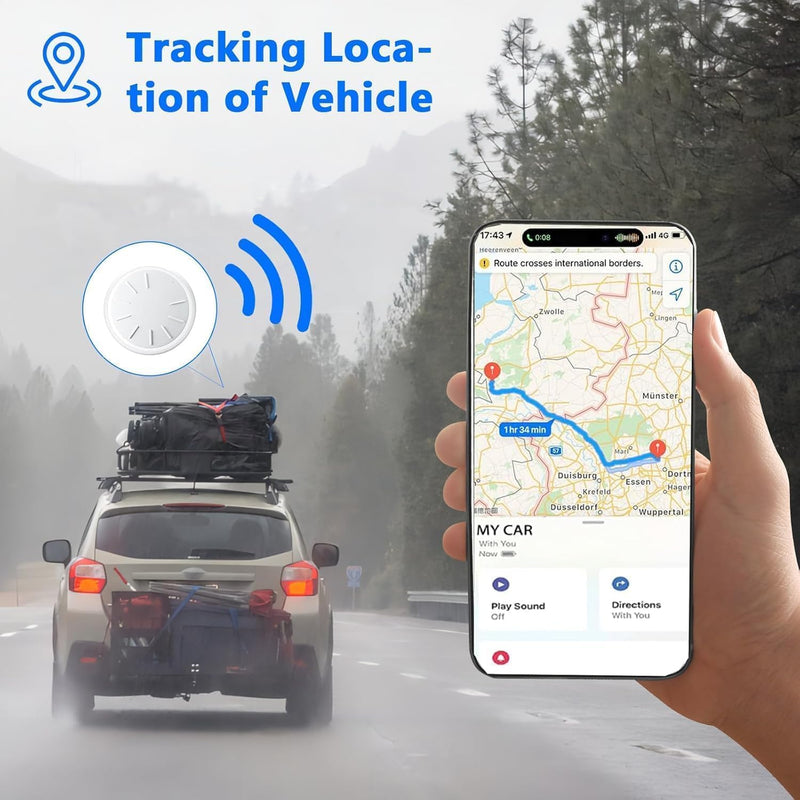 Tracker Device for Vehicles,Mini Hidden Car Tracker with Magnetic Case,No Monthly Fee Real Time GPS Car Tracker Works with Apple Find My (iOS Only) -Black,2PCS Black,2PCS