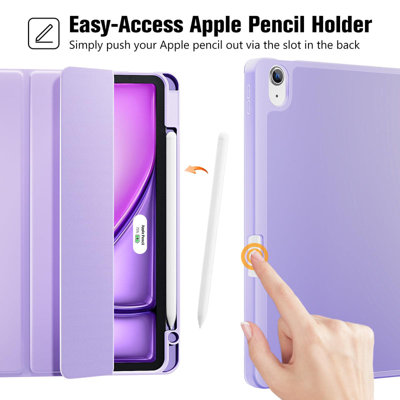 ProCase iPad Air 11 Case with Tempered Glass Screen Protector for M4/M3/M2 | All-in-One Protection Set, Pencil Holder, Slim Trifold Stand, Auto Wake/Sleep (2026/2025/2024) - Purple