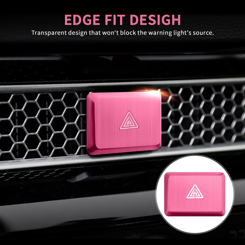 for Honda Civic 2022-2026, CRV/HRV/Accord 2023-2026, Acura Integra 2023-2025 & ADX 2025 Accessories, 6pcs Aluminum Alloy Knob Cover Trim Set - Push Start, AC & Hazard Light (Pink) Pink