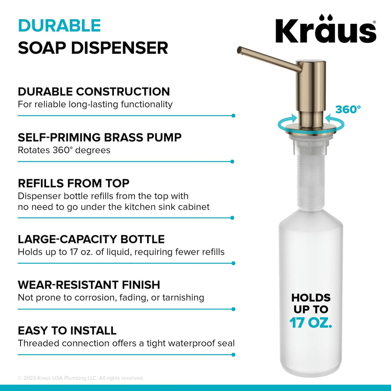 KRAUS Kitchen Soap and Lotion Dispenser in Spot-Free Antique Champagne Bronze, KSD-43SFACB Spot Free Antique Champagne Bronze