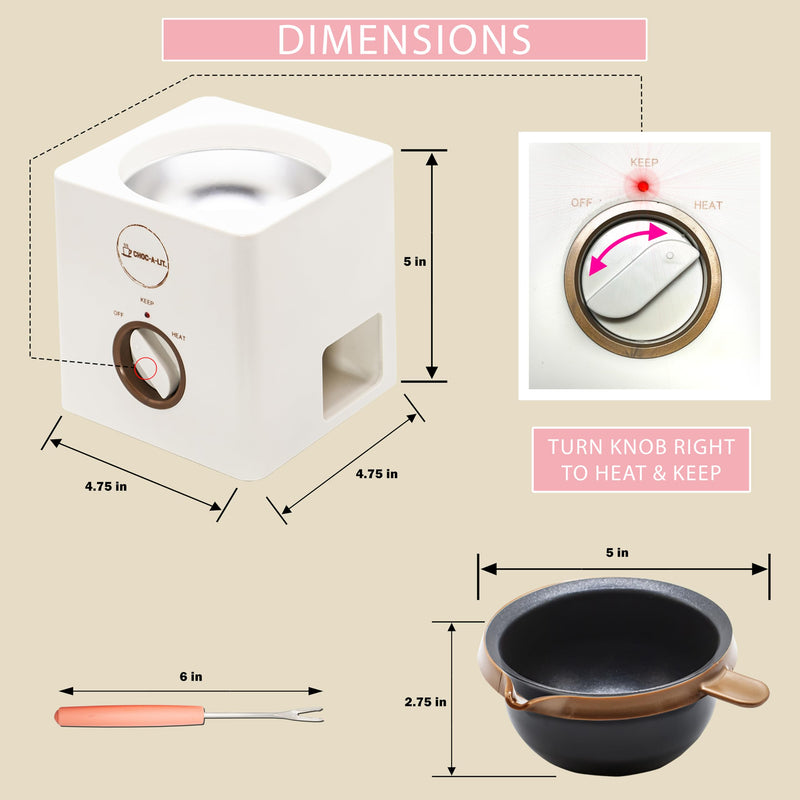 chocolate melting pot for dipping strawberries, pretzels, Cake Pops Fondue Includes 4 forks, handle for pouring chocolate into molds maquina para derretir chocolate