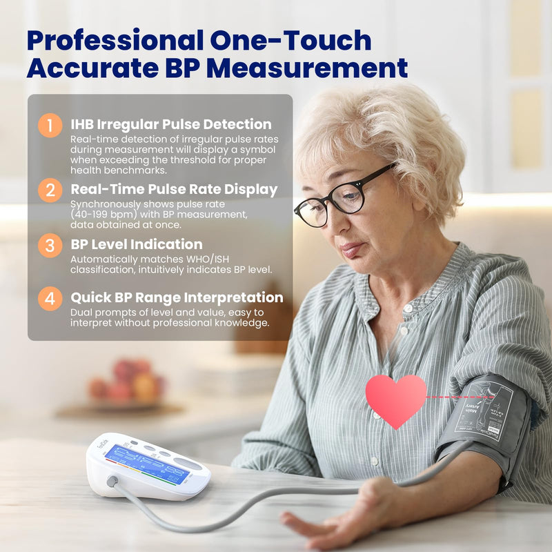 Automatic Digital Upper Arm Blood Pressure Monitor for Home Use | Bluetooth sync, 8.6-17.7" adjustable cuff, 2×199 memory, large LCD display for home use Adjustable Cuff 8.6"-17.7"