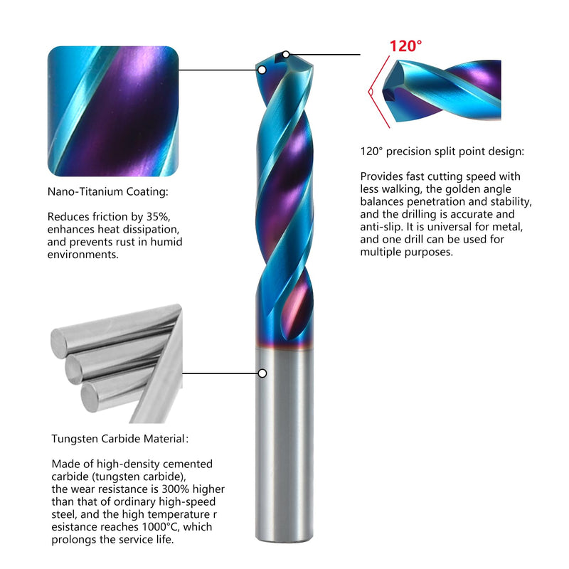 ‌AYCHOLIZ 5/16" Carbide CNC Drill Bit - 55 HRC 120° Point, Straight Shank Short-Length for Hardened Steel/Cast Iron, CNC Machines Only (Not for Hand Drills) 5/16"