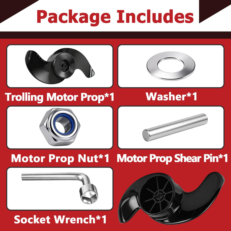 MKP-32 Trolling Motor Propeller Compatible with Minn Kota 3-5/8" Motor Diamete, Weedless Wedge 2 Prop Replacement for 80-202lb Thrust, Replace Part Number 2091160 1865017 1378131