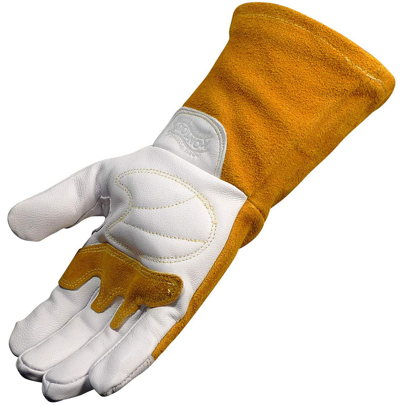 Caiman unisex-adult Premium Goat Grain Tig/Mig Welding Gloves With Split Cowhide Back and Flame Resistant Insulated Back X-Large (Pack of 1) White/Gold