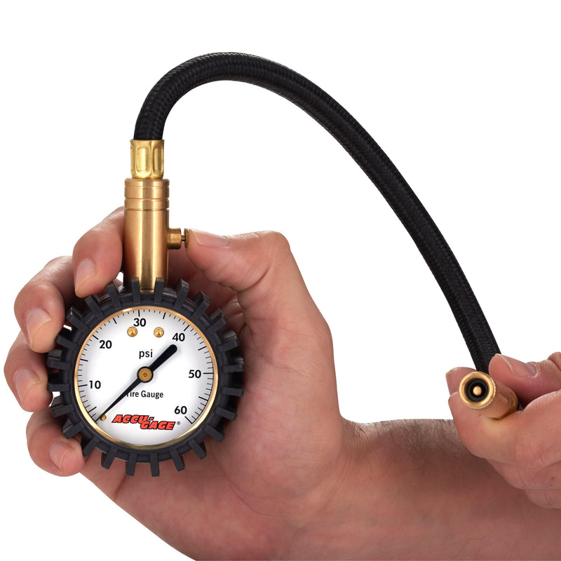 Accu-Gage RH60X Professional Tire Pressure Gauge with Protective Rubber Guard (60 PSI),Straight Chuck 60 PSI Straight Chuck