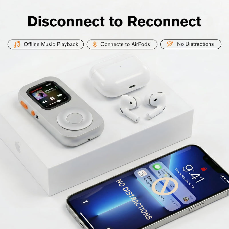 RePod Aluminum Case for Apple Watch S7/8/9 41mm Protective Cover | Retro Music Player Design; Functional Mechanical Scroll Wheel; Premium CNC Metal Handheld Guard; Silver Watch Accessory