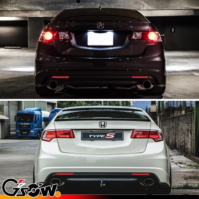 Upgraded 2 PCS [Sequential Dynamic Switchback] Led Rear Bumper Reflector Light for Acura TSX 2009-2014 (Euro Accord), with [5-Times Strobe Brake Flash Light] Red Lens Tail Fog Light
