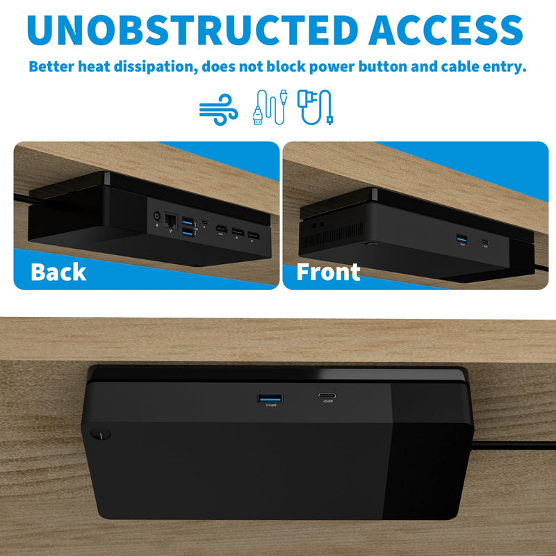 Under Desk Mount and Wall Mount Compatible with Dell WD19 / WD19S / WD19DC / WD19DCS / WD19TB / WD19TBS / WD19TB / WD22TB4 Dock, Acrylic Docking Station Holder (Black Holder Only)