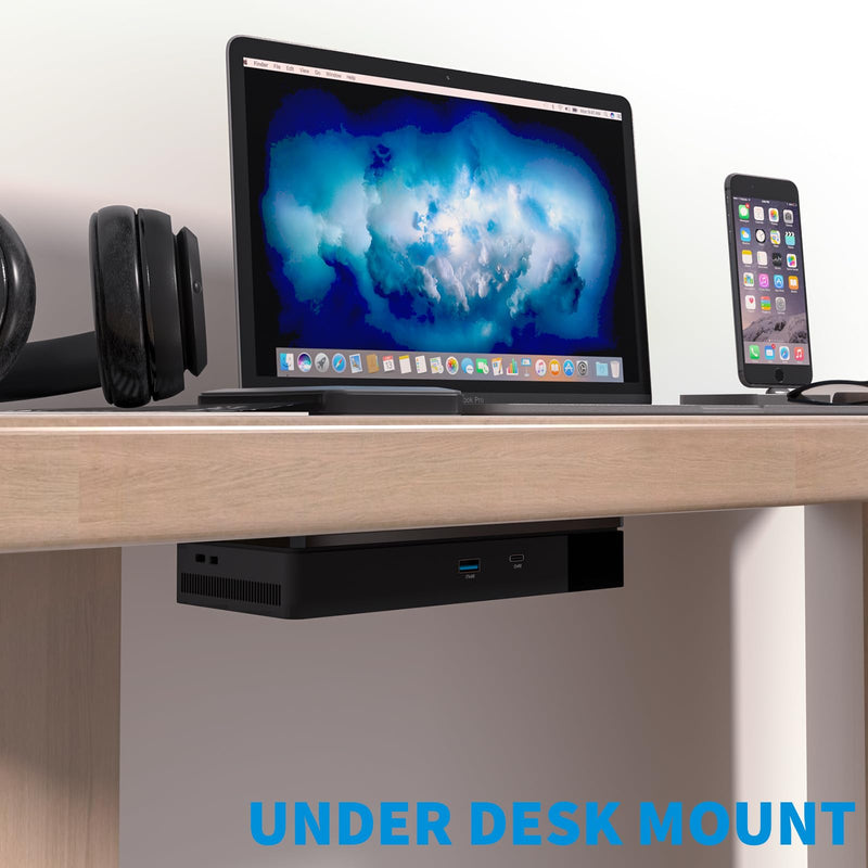 Under Desk Mount and Wall Mount Compatible with Dell WD19 / WD19S / WD19DC / WD19DCS / WD19TB / WD19TBS / WD19TB / WD22TB4 Dock, Acrylic Docking Station Holder (Black Holder Only)