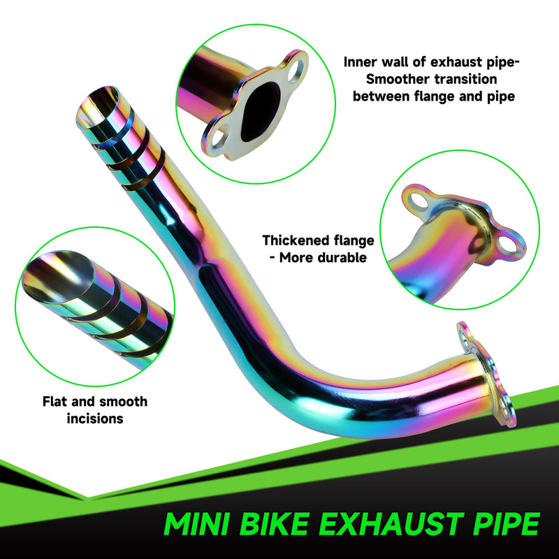 Mini Bike Exhaust Pipe Header Kit Compatible with Predator 212 224cc 196cc Non Hemi Coleman CT200U CT200U-EX B200R BT200X KT196 Go Kart Baja MB200 Axis M200 GX160 GX200 Engine Performance Parts A-Colorful