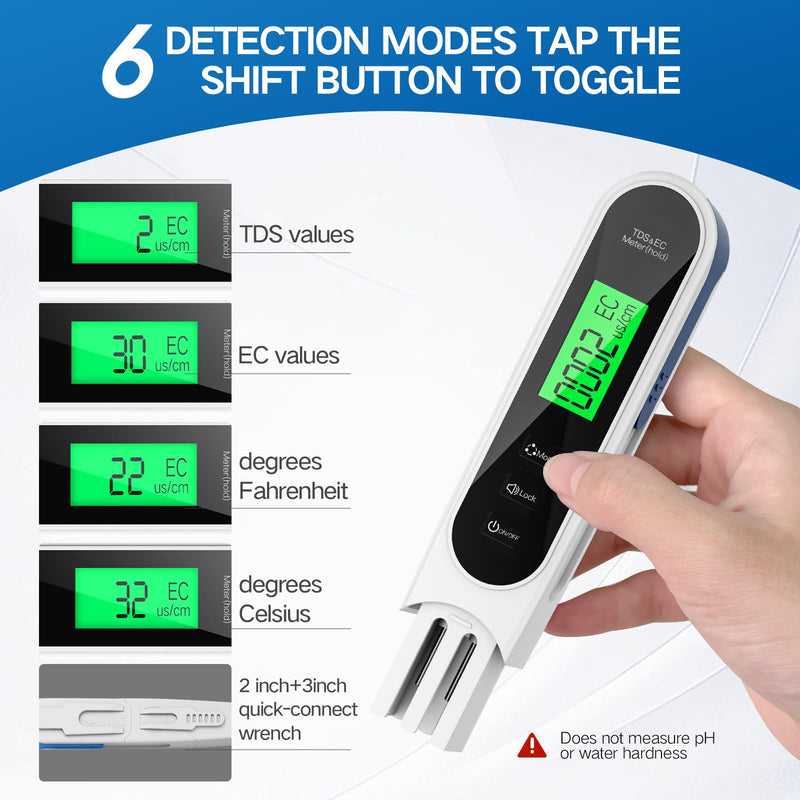 2026 Drinking Water Tester; Digital TDS Meter with Voice Announcement of Test Results; Suitable for Aquariums, Household Distilled Water, and Pool Water Testing Kits (White) White
