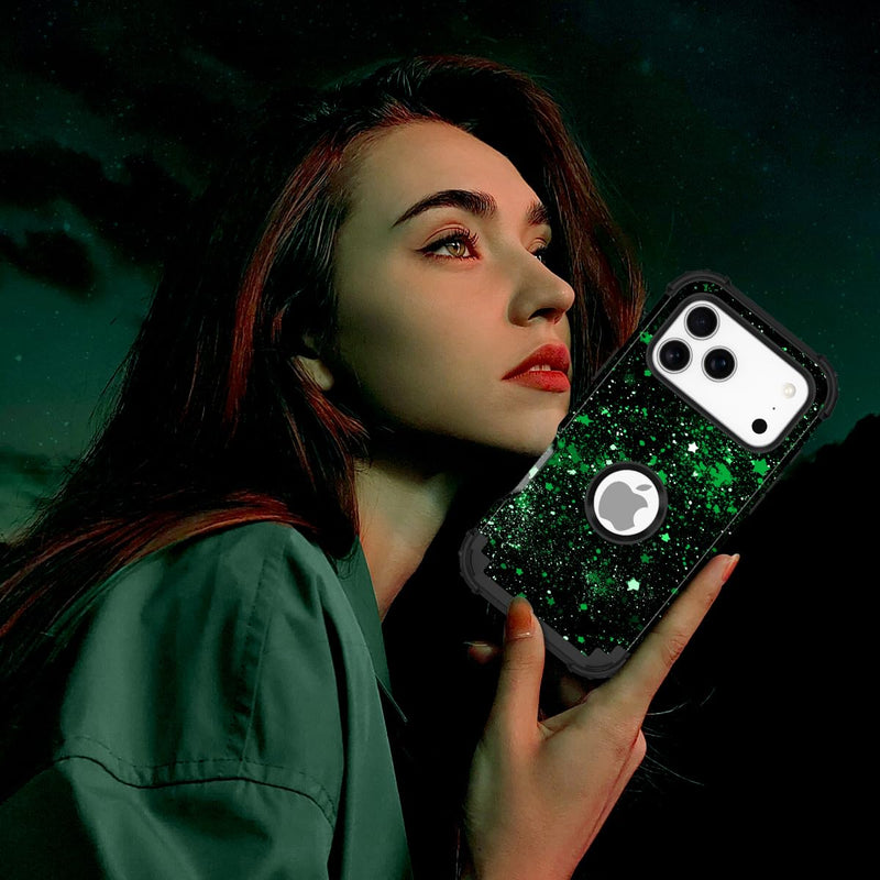 Casetego for iPhone 17 Pro Max Case,Glow in The Dark Three Layer Heavy Duty Sturdy Shockproof Full Protection Rugged Hard PC+Soft TPU Bumper Case for iPhone 17 Pro Max 6.9 inch,All Colorful Sky All Black Colorful Sky
