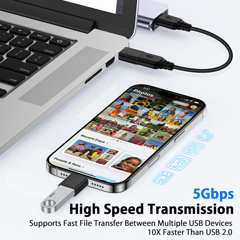 USB C to USB Adapter, Type C Male to USB A 3.0 Female Adapter OTG Converter | USB A Female to USB C Male Adapter 5Gbps for Samsung Galaxy S26 Ultra/S25 FE/S24+ S23 S22 S21, iPhone 17 Pro Max/16e/15, iPad Black