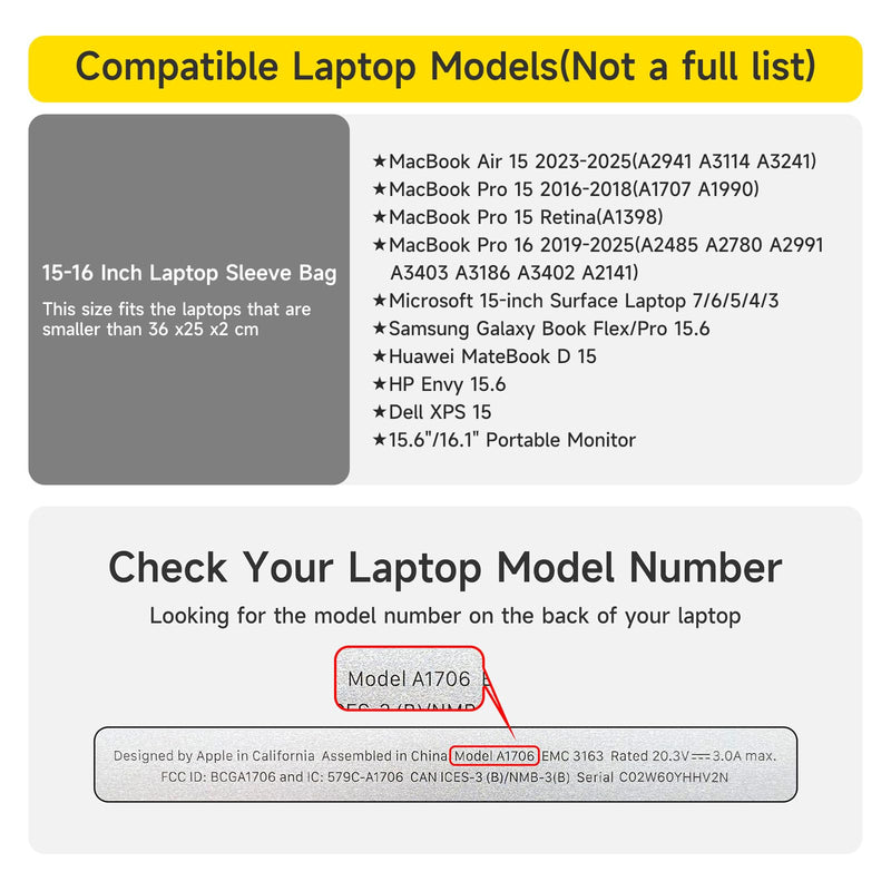 15 16 inch Laptop Sleeve Shockproof Nubuck Leather Laptop Bag Slim 15.6 inch Laptop case Compatible with MacBook Air Pro,HP,Dell,Lenovo,Notebook,Black, 15-16 inch Black