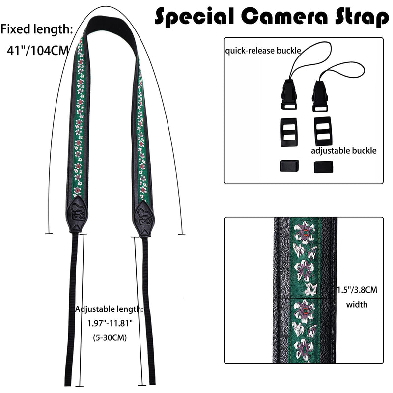 Camera Strap - 1.5" Wide Leather Camera Straps for Photographers, Quick Release Camera Neck Strap Fits All Cameras 01-black Leather Camera Strap