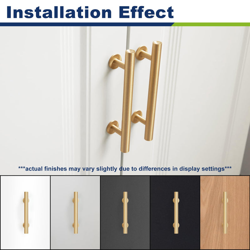 2-Pack Solid Brass Cabinet Pulls, Gold Kitchen Cabinet Handles, Gold Dresser Drawer Pulls, Modern Furniture Hardware, 5 Inch Hole Center, Brushed Finish 2 2-Hole, 5 Inch(128mm) Centers