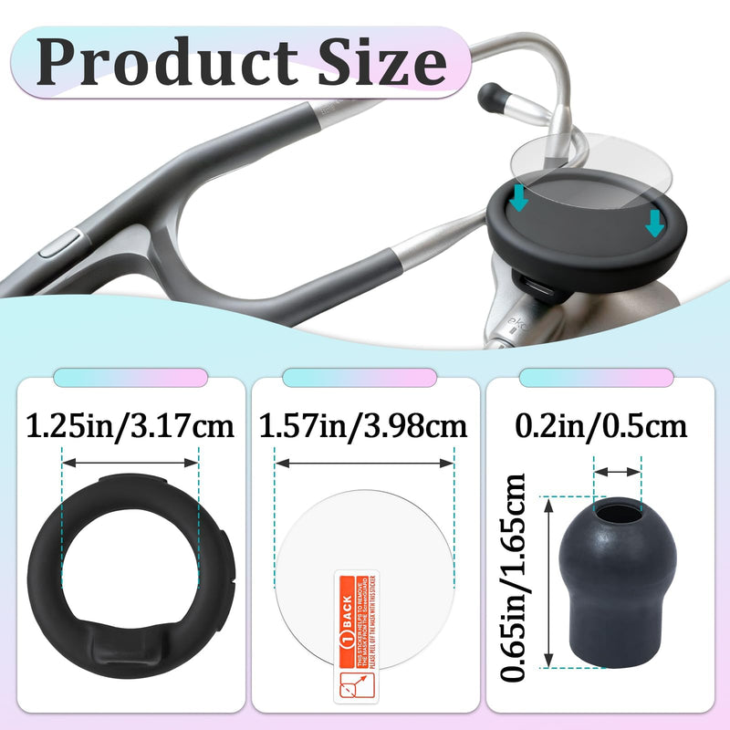 5 Sets Protection Kits Compatible with EKO Core 500 Digital Stethoscope Accessories - 5 Pcs Silicone Protective Cases, Tempered Screen Protectors, Alcohol Packs and 10 Pcs Ear Tips