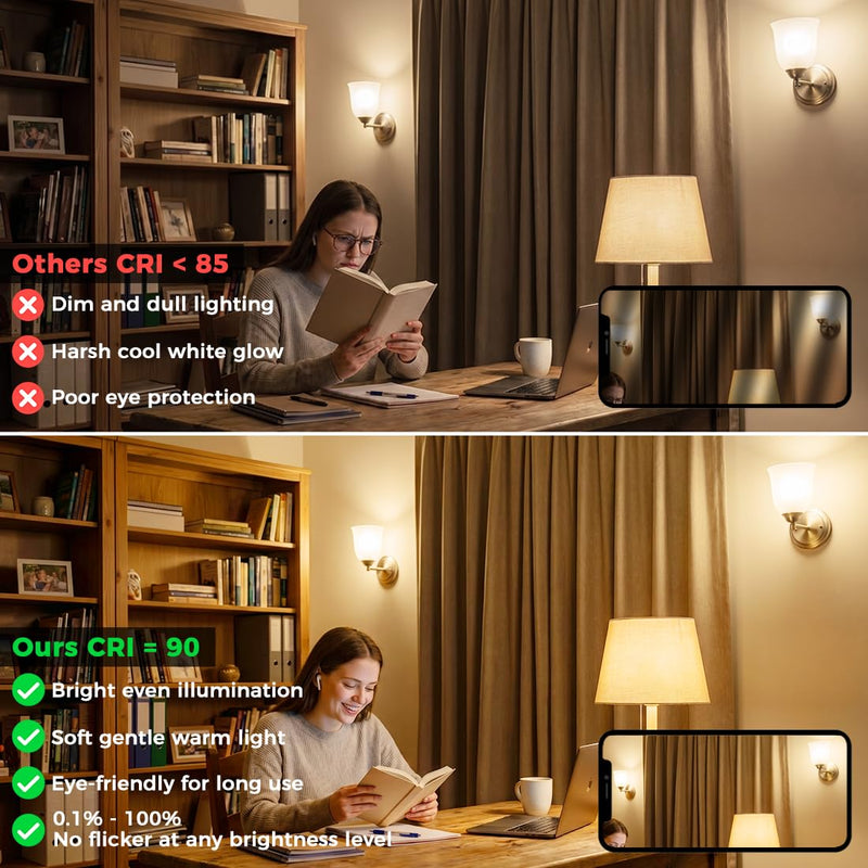 MELPO Led Light Bulb, 12W, 120 Watt Equivalent, 2700K/4500K/5700K 3CCT, 9 RGB Colors, Color Changing Light Bulb with Remote Control, DIY Flash/Sleep/Timer Mode, 1300LM, A19 E26 Light Bulbs (4 Pack) 4