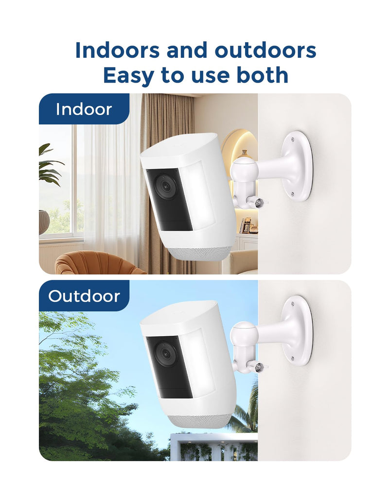 2-Pack Ring Camera Wall Mount, 360° Adjustable Indoor Outdoor Security Camera Bracket Compatible with Ring Spotlight Cam Plus/Pro/Battery & Stick Up Cam for Wider Coverage and Flexible Viewing White