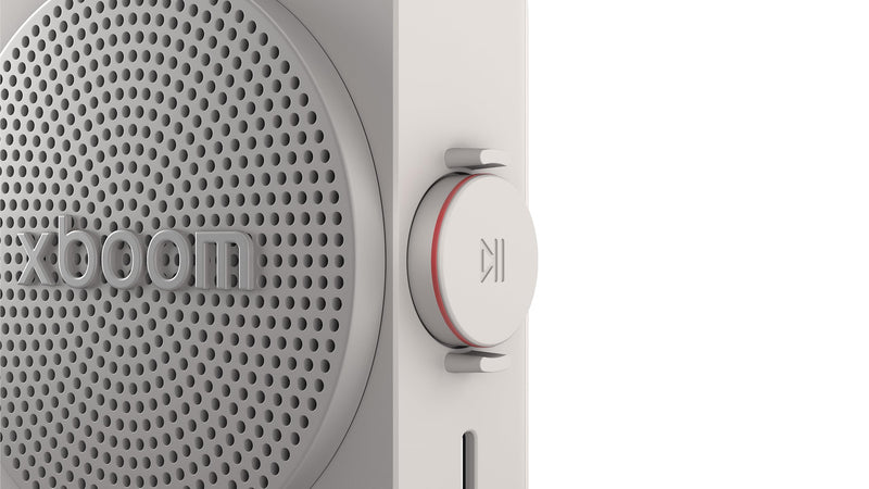 LG xboom Mini by will.i.am Portable Outdoor Bluetooth Speaker, up to 10 Hours, IP67 Dust and Water Resistant, Adjustable Hanging Strap, Warm Grey