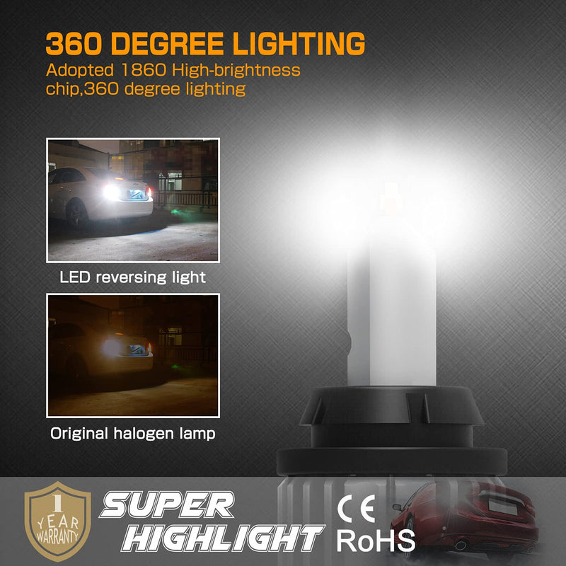 7443 LED Bulbs for Back Up Reverse Lights, CANBUS Error Free, 4000Lumens, CSP 6-SMD Upgraded 6500K High Brightness 7440 7441 7444 Bulbs （Pack of 2） 7443/7444/7440