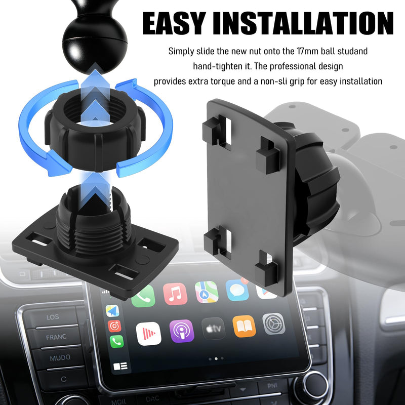4PCS Tightening Nut & 4 Button Lock 17mm Ball Mount Socket,Non-Slip Car Mount for Phone Parts for Replacing Cars Phones Mounts,Ball Mounts Phone Holder Nut for GPS/Backup Camera