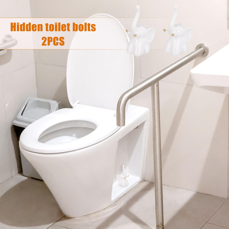 2pcs Toilet Floor Bolt Caps, Toilet Bolt Elephant Knob Cover, Toilet Seat Bowl Covers Ceramic Bottom Toilet Bolt Toilet Screw Covers Caps, Decorative Easy installation Set for Bathroom Decor