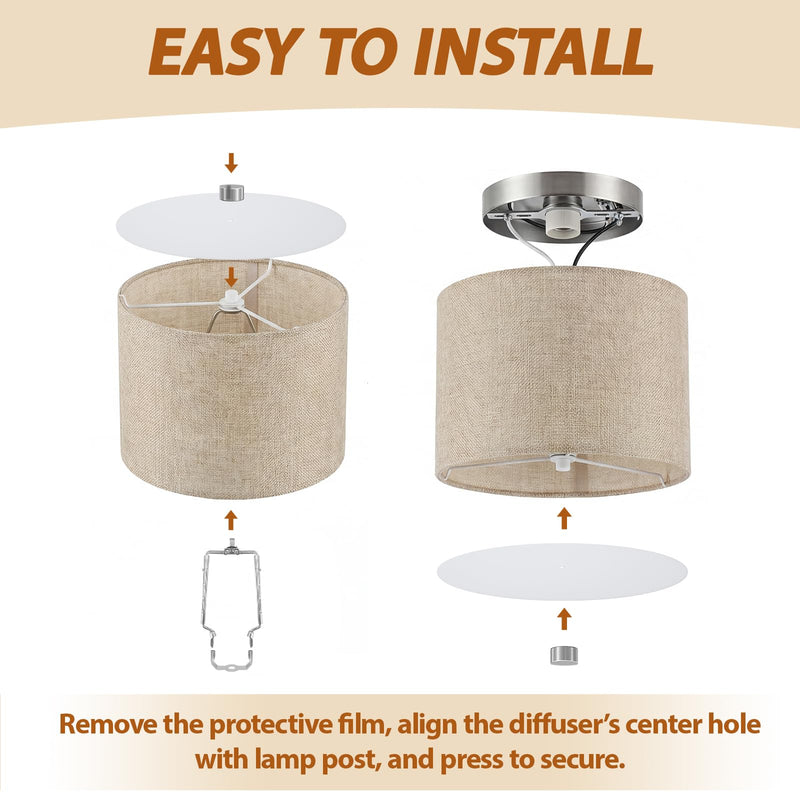 2 Pcs 10.5'' Diameter Round Lamp Shade Diffuser | with 3/8" Center Hole, White Acrylic Disc Lamp Diffuser for Drum Style Lampshades Pendants Softening Light 10.5 Inch